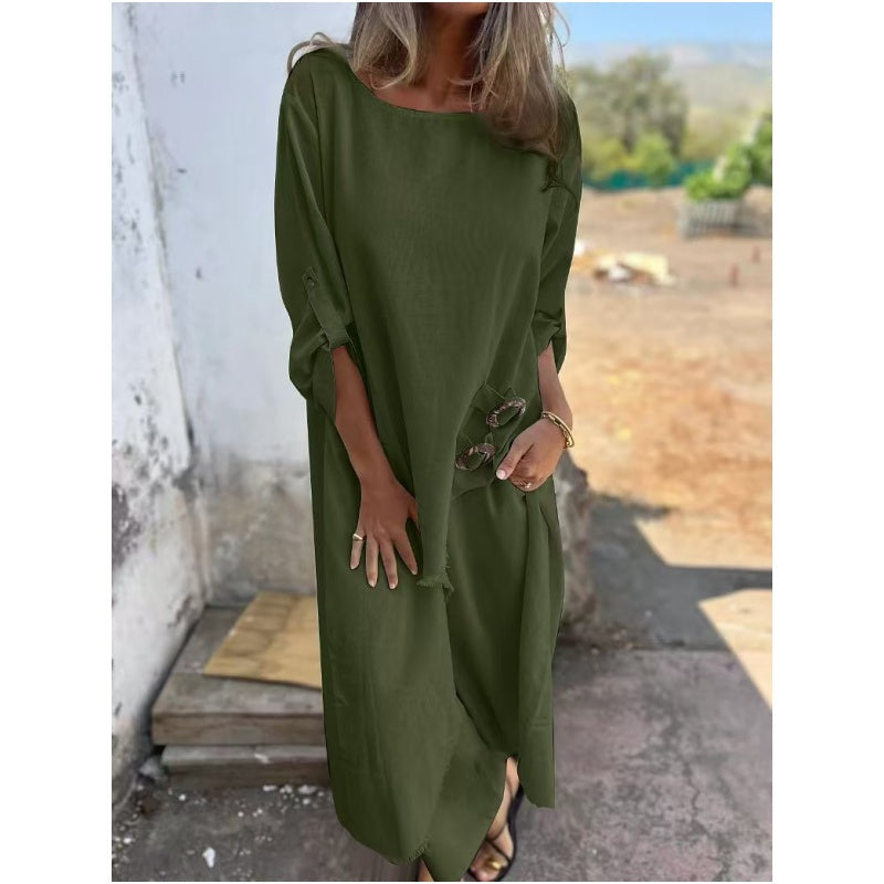 🌸Offres spéciales printemps🌸 Robe irrégulière et pantalon ample pour femme (ensemble 2 pièces)