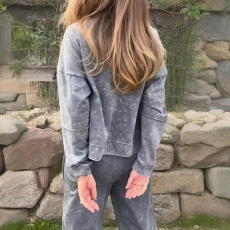 ⏳Spécial à durée limitée⏰Ensemble sweat-shirt à col rond et pantalon à cordon pour femme👚👖
