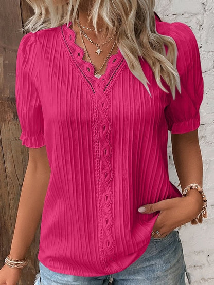 🔥2025 NEW SALES - 50% OFF🔥V Neck Plain Lace Elegant Shirt