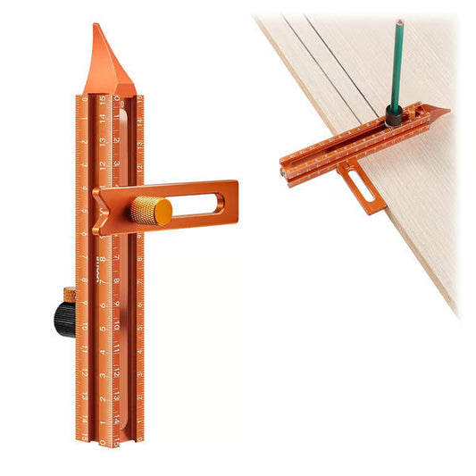 🧲 4-seitiges Laser-Maßband mit Magnetwasserwaage und Anreißwerkzeug | Vielseitiges Markierungslineal aus Aluminium für die Holzbearbeitung