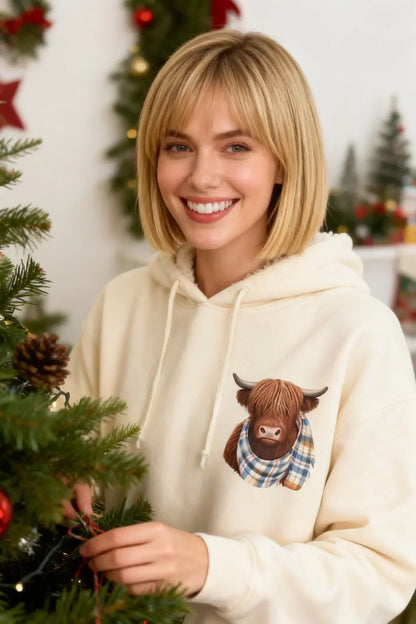 🎁Niedlicher Hoodie mit schottischem Hochlandkuhmuster und Wollfutter✈️Kaufen Sie 2, Kostenlose Lieferung
