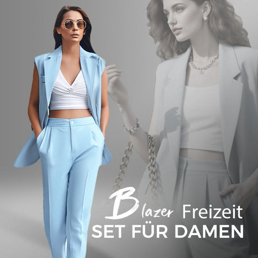 💖Stilvolles Set aus ärmellosem Blazer und hoch taillierter Hose für Damen