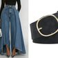 👖 Damen Hochtaillierte Weitbein-Jeans mit High-Low-Saum – moderner Look, figurschmeichelnd & vielseitig kombinierbar