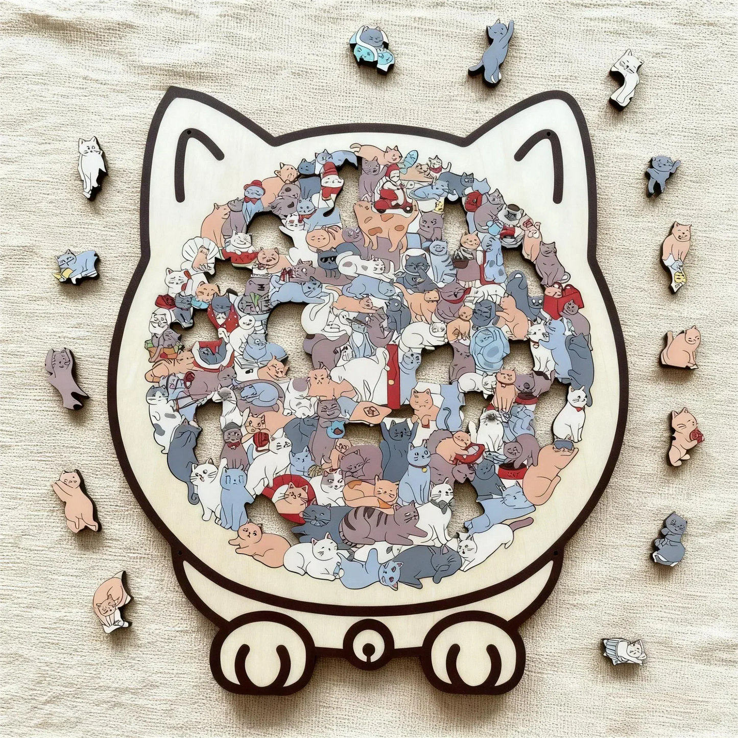 🎅Soldes de Noël 49 % de réduction🐱Puzzle en bois représentant un chat aux couleurs Morandi, 135 pièces🎁