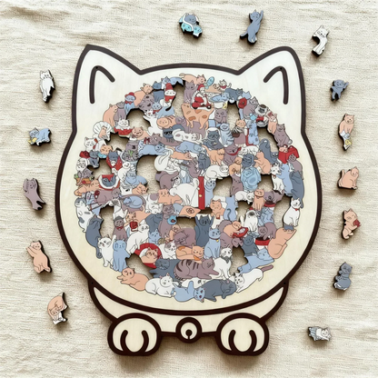 🎅Soldes de Noël 49 % de réduction🐱Puzzle en bois représentant un chat aux couleurs Morandi, 135 pièces🎁