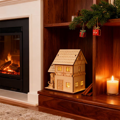 🎅Spécial Noël - Maisons de Noël en bois illuminées à fabriquer soi-même pour les amateurs d'artisanat