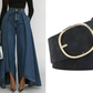 👖 Damen Hochtaillierte Weitbein-Jeans mit High-Low-Saum – moderner Look, figurschmeichelnd & vielseitig kombinierbar