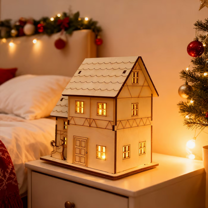 🎅Spécial Noël - Maisons de Noël en bois illuminées à fabriquer soi-même pour les amateurs d'artisanat