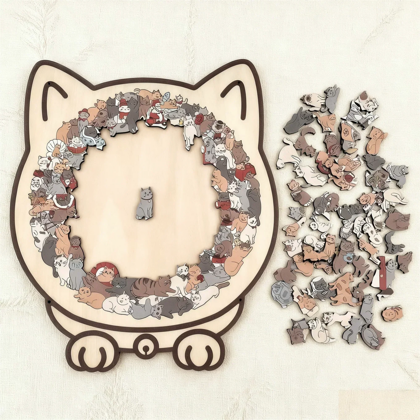 🎅Soldes de Noël 49 % de réduction🐱Puzzle en bois représentant un chat aux couleurs Morandi, 135 pièces🎁
