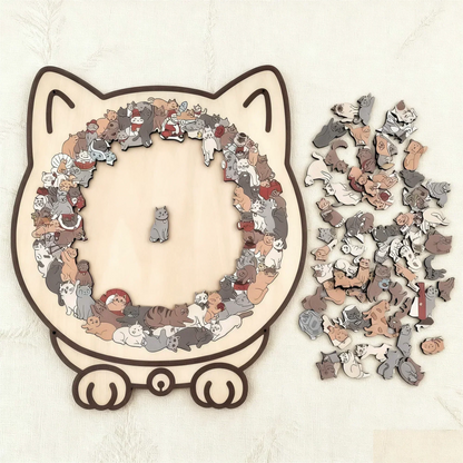 🎅Soldes de Noël 49 % de réduction🐱Puzzle en bois représentant un chat aux couleurs Morandi, 135 pièces🎁