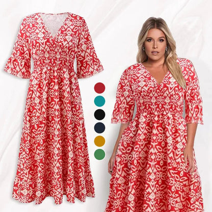🔥Letzter Tag: 62% Rabatt! ⏰🌸👗Blumenkleid mit V-Ausschnitt🎁