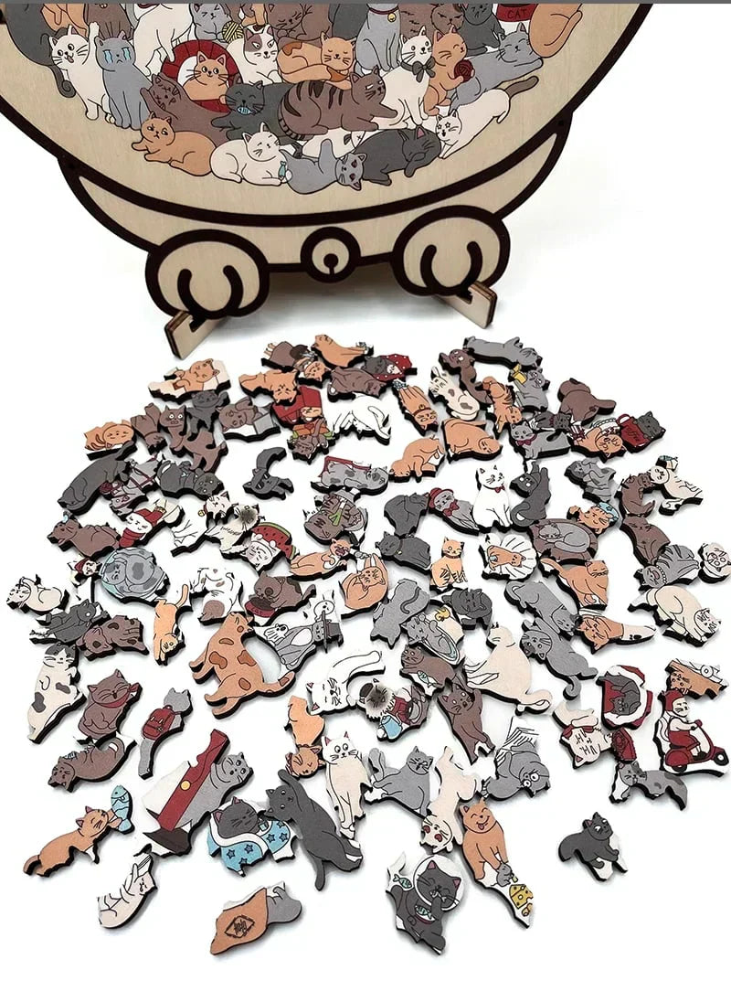 🎅Soldes de Noël 49 % de réduction🐱Puzzle en bois représentant un chat aux couleurs Morandi, 135 pièces🎁