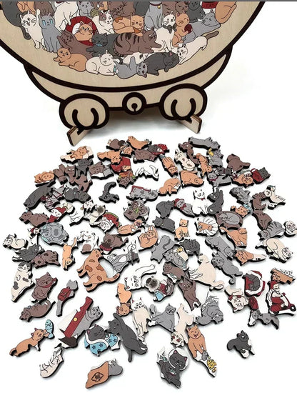 🎅Soldes de Noël 49 % de réduction🐱Puzzle en bois représentant un chat aux couleurs Morandi, 135 pièces🎁