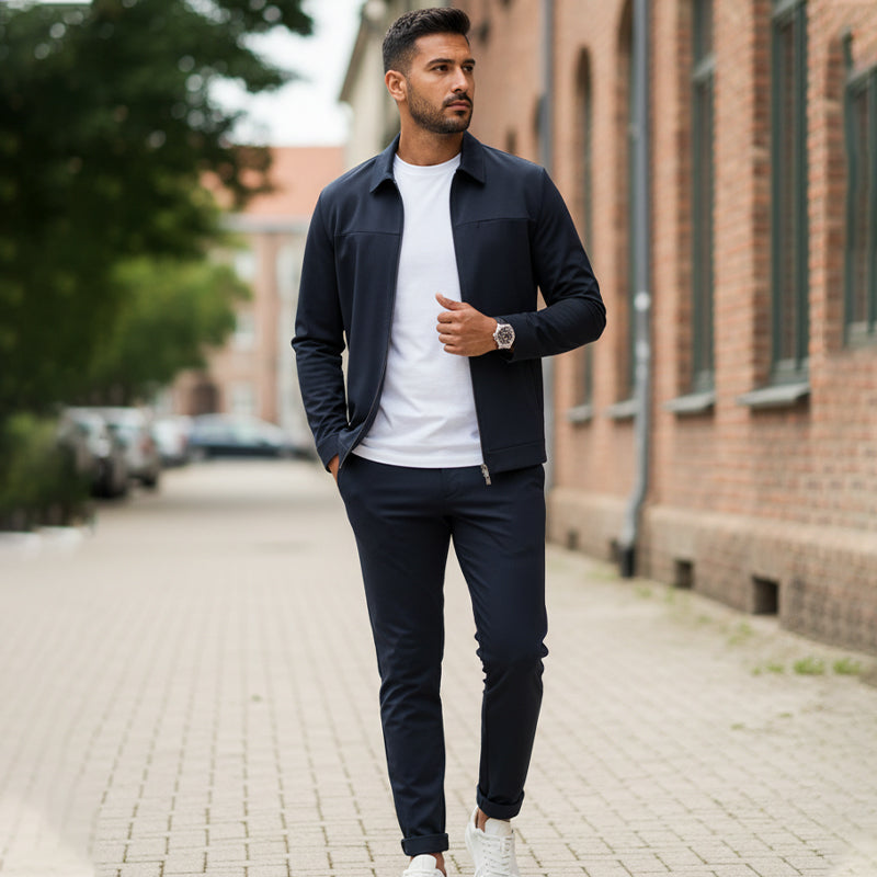 ✈️Livraison gratuite✈️Ensemble 2 pièces décontracté de couleur unie pour homme – Veste et pantalon
