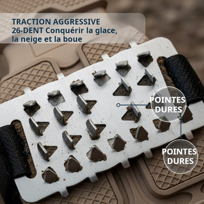 Crampons 26 Dents Acier Manganèse 🥾 | Plaques Antidérapantes en Acier Inoxydable ⚙️ | Pour Glace, Neige, Boue & Escalade ❄️🧗 | Compatibles avec Surchaussures