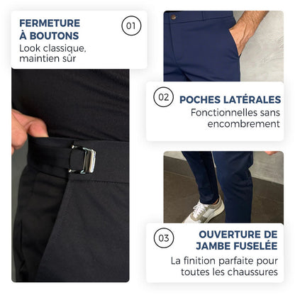 ⏳Offre spéciale limitée dans le temps⏰Pantalon slim extensible Fliwos pour homme