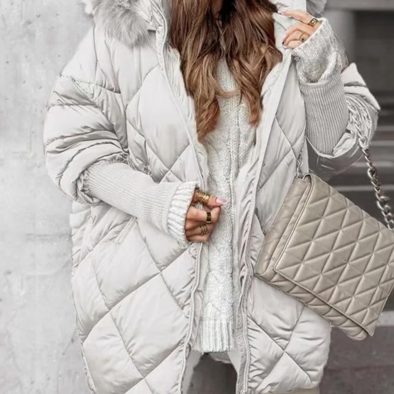 ❄️Offres spéciales hiver❄️ Parka mi-longue pour femme avec manches en tricot patchwork