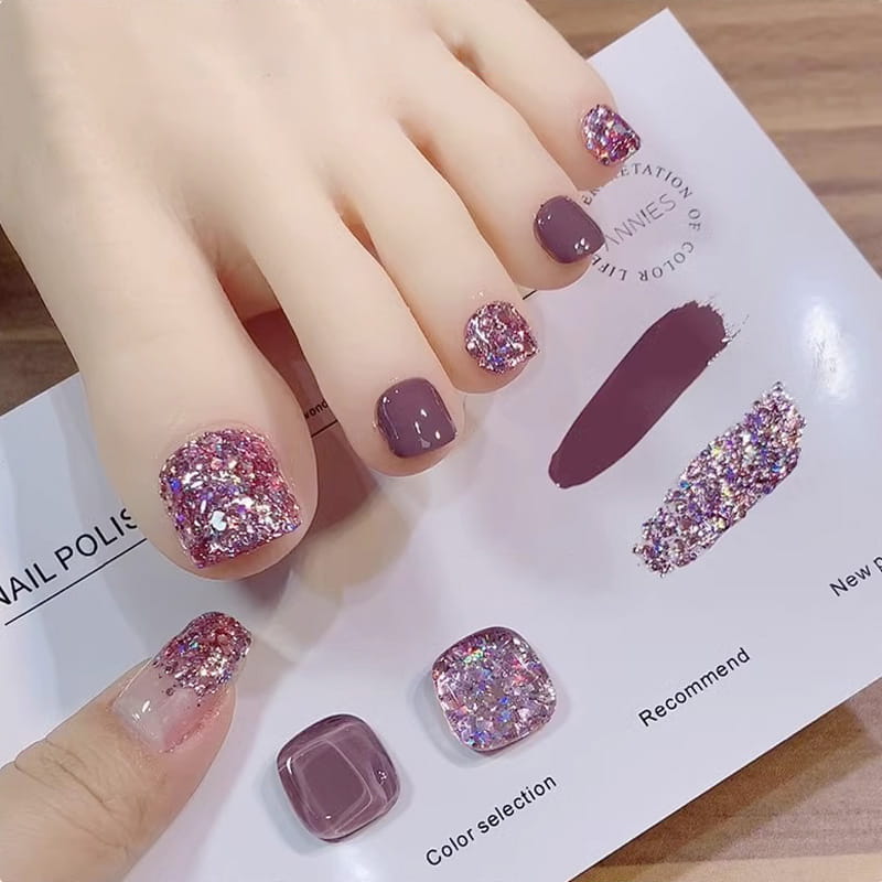 💄💅Ensemble de vernis à ongles bicolores à paillettes tendance💄💅
