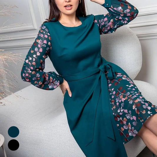 🔥2025 NEW SALES - 50% OFF🔥Women’s Elegant Long-Sleeve Dress with Print Details