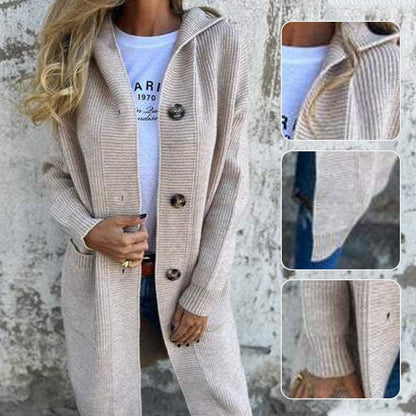 🥳Chaude vente 50% de réduction🌸Veste en tricot à boutons avec capuche pour femmes