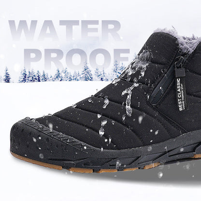 Bottes de neige chaudes et imperméables pour l'extérieur, avec doublure en fourrure synthétique pour l'hiver