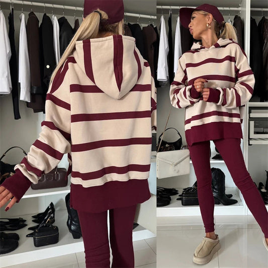 Ensemble de Sweat à Capuche Oversize et Leggings pour Femme