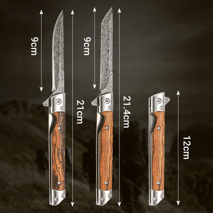 🔥🗡️Couteau pliant avec manche en bois pour le travail, la randonnée et le camping⛺