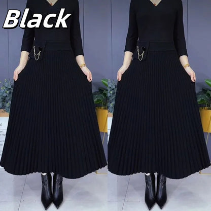 🔥Big Sale 50% OFF🔥Elegant Solid Color Soft Pleated A-Line Skirt