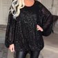 🔥Big Sale 50% OFF🔥Round Neck Sequin Long Sleeve Loose Top