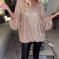 🔥Big Sale 50% OFF🔥Round Neck Sequin Long Sleeve Loose Top