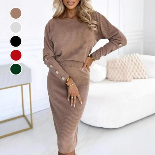 🔥Big Sale 50% OFF🔥Women’s Ribbed Knit Top ＆ Skirt Two-Piece Set