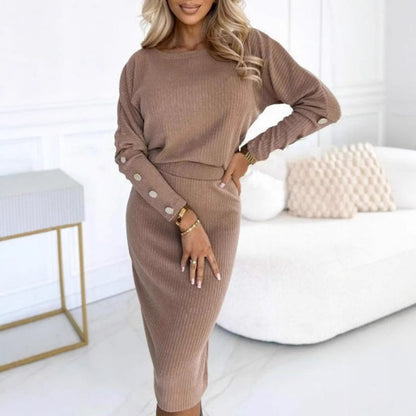 🔥Big Sale 50% OFF🔥Women’s Ribbed Knit Top ＆ Skirt Two-Piece Set