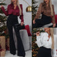 🔥Big Sale 50% OFF🔥Women's Luxurious Satin V-neck Blouse with Rose Detail