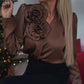 🔥Big Sale 50% OFF🔥Women's Luxurious Satin V-neck Blouse with Rose Detail