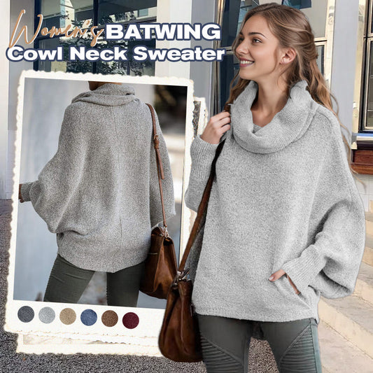 🔥Big Sale 50% OFF🔥Women's Batwing Cowl Neck Sweater with Pockets