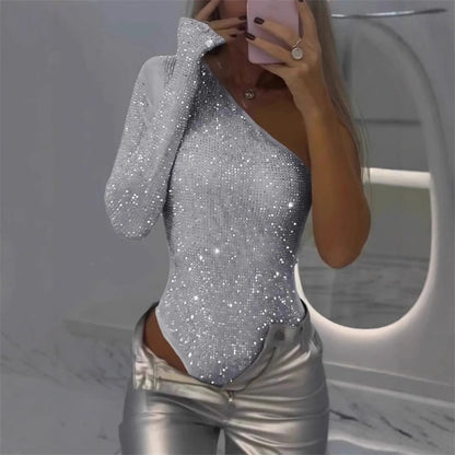 🔥2025 NEW SALES - 50% OFF🔥Women's One Shoulder Sequin Bodysuit