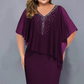 🌸Sommer-Sonderangebote 2026💐Cape-Kleid mit V-Ausschnitt und Strassverzierung sowie Chiffon-Überzug