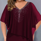 🌸Sommer-Sonderangebote 2026💐Cape-Kleid mit V-Ausschnitt und Strassverzierung sowie Chiffon-Überzug