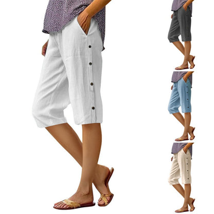 🔥Neue Sonderangebote-Women's Casual Loose Baumwolle Leinen Atmungsaktive Capri-Hosen