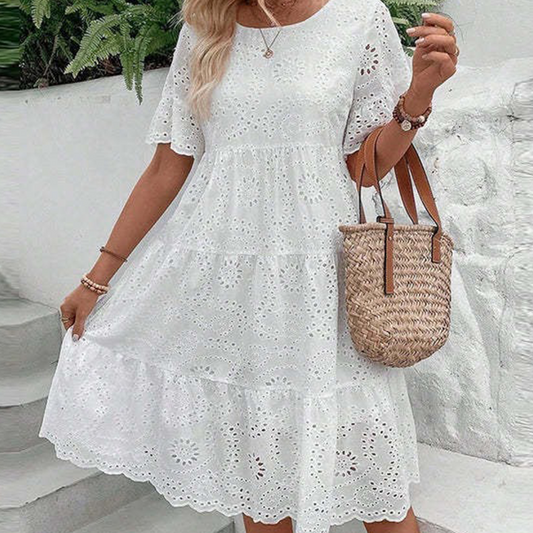 👗🌸 Damenkleid mit Rundhalsausschnitt und Blumenmuster – 50% RABATT! Romantisch, leicht & perfekt für Frühling, Sommer oder festliche Anlässe ✨