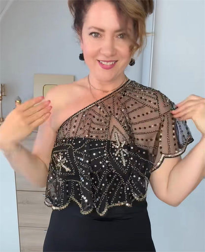 ⏳Time-limited Special⏰👗 Châle vintage en dentelle et perles