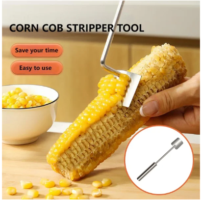 🌽Éplucheur de maïs en acier inoxydable à long manche, facile à nettoyer