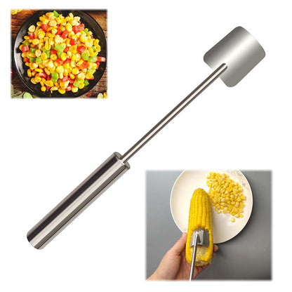 🌽Éplucheur de maïs en acier inoxydable à long manche, facile à nettoyer