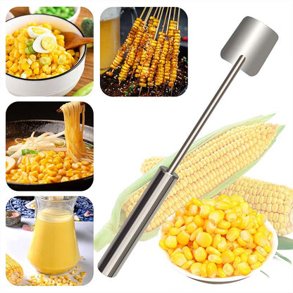 🌽Éplucheur de maïs en acier inoxydable à long manche, facile à nettoyer