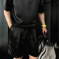 🏆Blitzangebot⚡🔥Hochwertiges, zweiteiliges Herren-Set aus merzerisierter Baumwolle, lässig, einfarbig, Oberteil und Shorts【Lockere Passform, für alle Gelegenheiten geeignet】