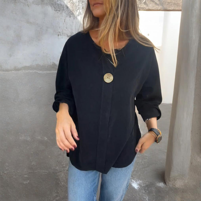 Haut simple et ample pour femme avec manches retroussées
