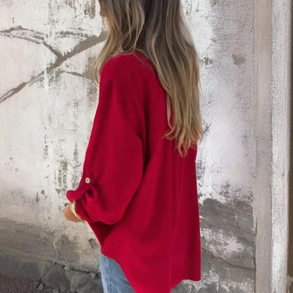 Haut simple et ample pour femme avec manches retroussées