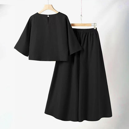 📢55% de réduction👗Ensemble 2 pièces décontracté pour femme, t-shirt à col rond et manches 3/4 et pantalon ample