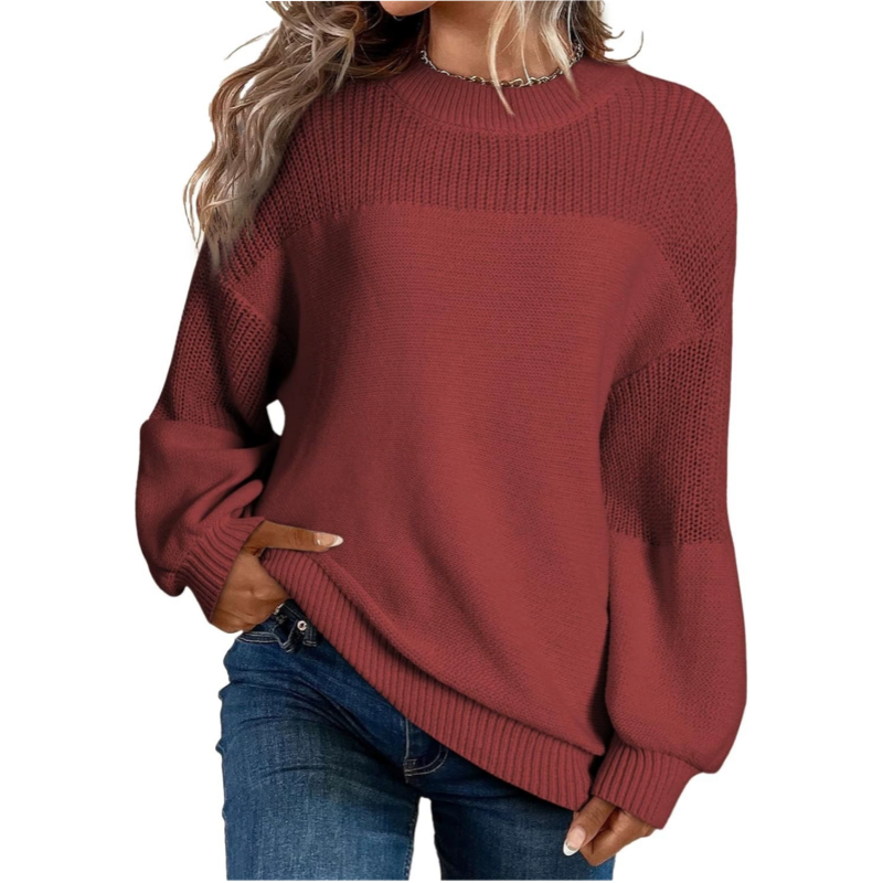 Pull Femme Manches Longues en Maille Coupe Loose