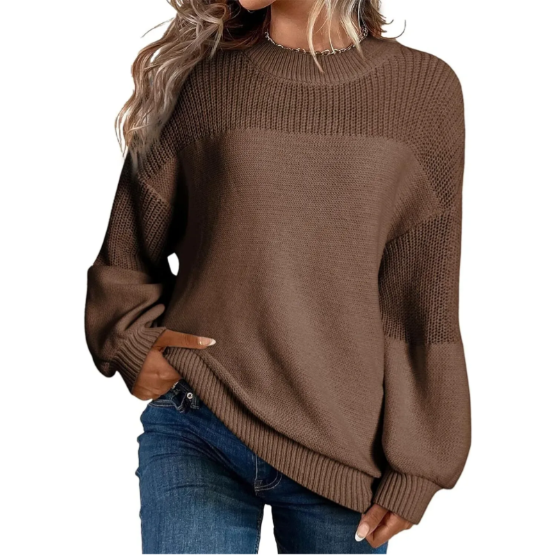 Pull Femme Manches Longues en Maille Coupe Loose